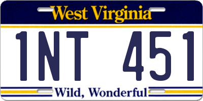 WV license plate 1NT451