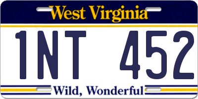 WV license plate 1NT452