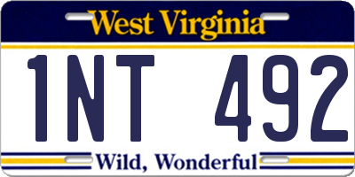 WV license plate 1NT492