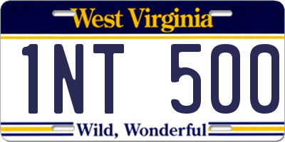 WV license plate 1NT500