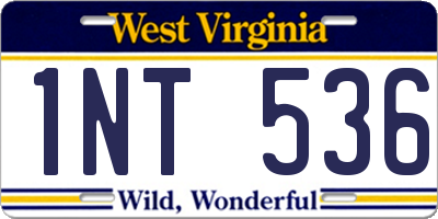 WV license plate 1NT536