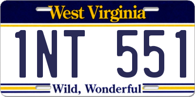 WV license plate 1NT551