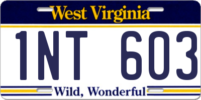 WV license plate 1NT603