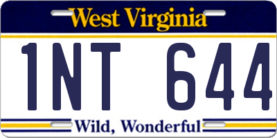 WV license plate 1NT644
