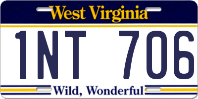 WV license plate 1NT706