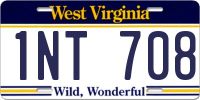 WV license plate 1NT708