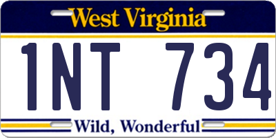 WV license plate 1NT734