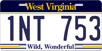 WV license plate 1NT753