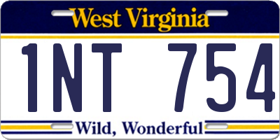 WV license plate 1NT754
