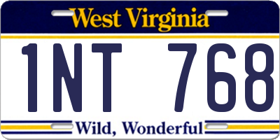 WV license plate 1NT768