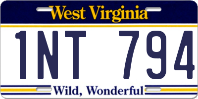 WV license plate 1NT794