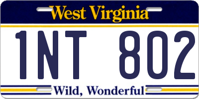 WV license plate 1NT802