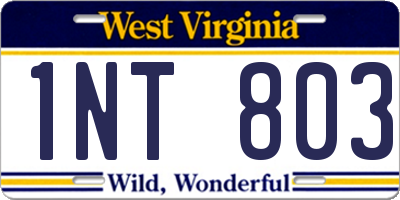 WV license plate 1NT803