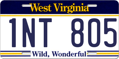 WV license plate 1NT805