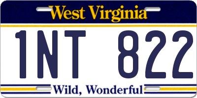 WV license plate 1NT822