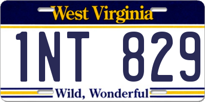 WV license plate 1NT829