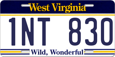 WV license plate 1NT830