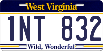 WV license plate 1NT832