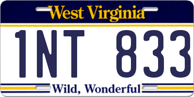 WV license plate 1NT833