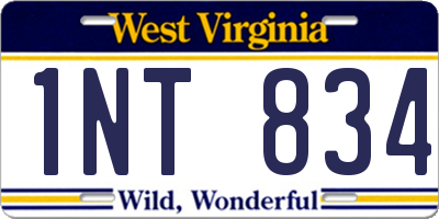 WV license plate 1NT834