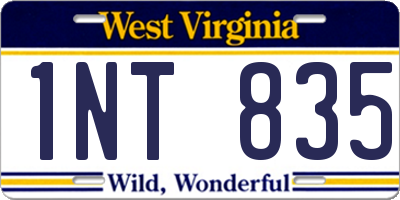 WV license plate 1NT835