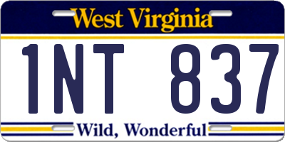 WV license plate 1NT837