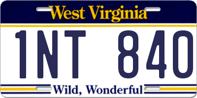 WV license plate 1NT840