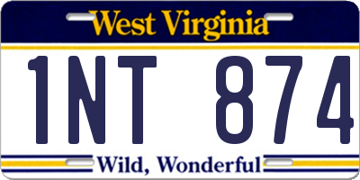 WV license plate 1NT874