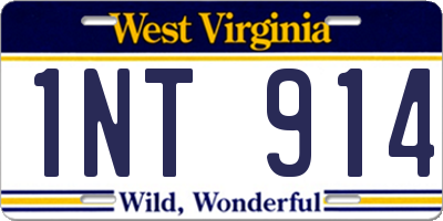 WV license plate 1NT914