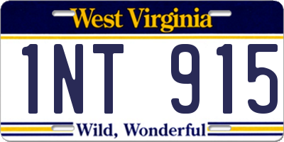 WV license plate 1NT915