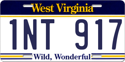 WV license plate 1NT917