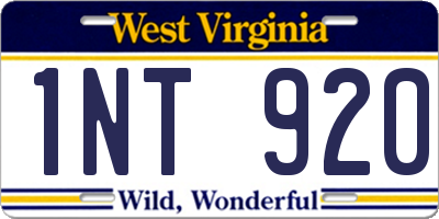 WV license plate 1NT920