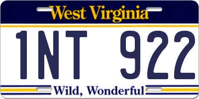 WV license plate 1NT922
