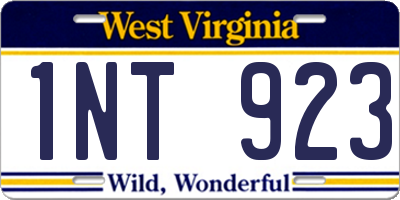 WV license plate 1NT923
