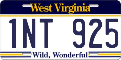 WV license plate 1NT925