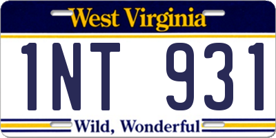 WV license plate 1NT931