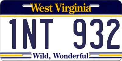 WV license plate 1NT932