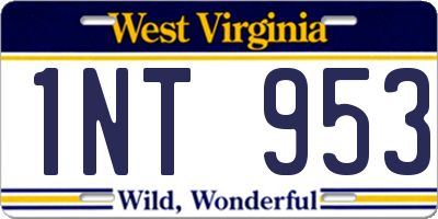 WV license plate 1NT953