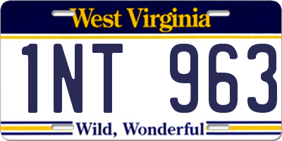 WV license plate 1NT963