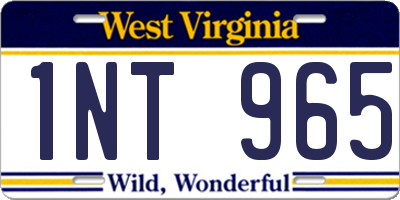 WV license plate 1NT965