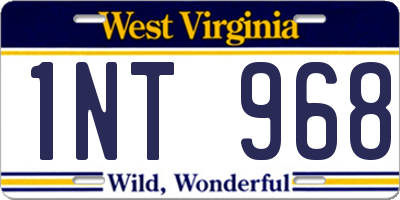WV license plate 1NT968