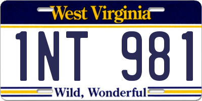 WV license plate 1NT981
