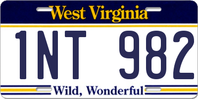 WV license plate 1NT982