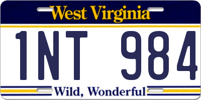 WV license plate 1NT984