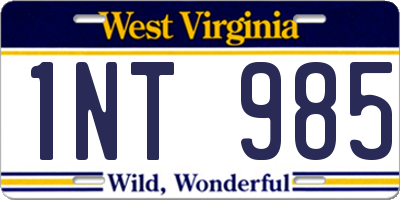WV license plate 1NT985