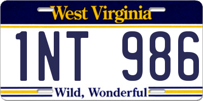 WV license plate 1NT986