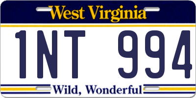 WV license plate 1NT994