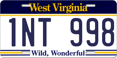 WV license plate 1NT998