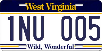 WV license plate 1NU005