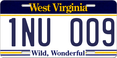 WV license plate 1NU009